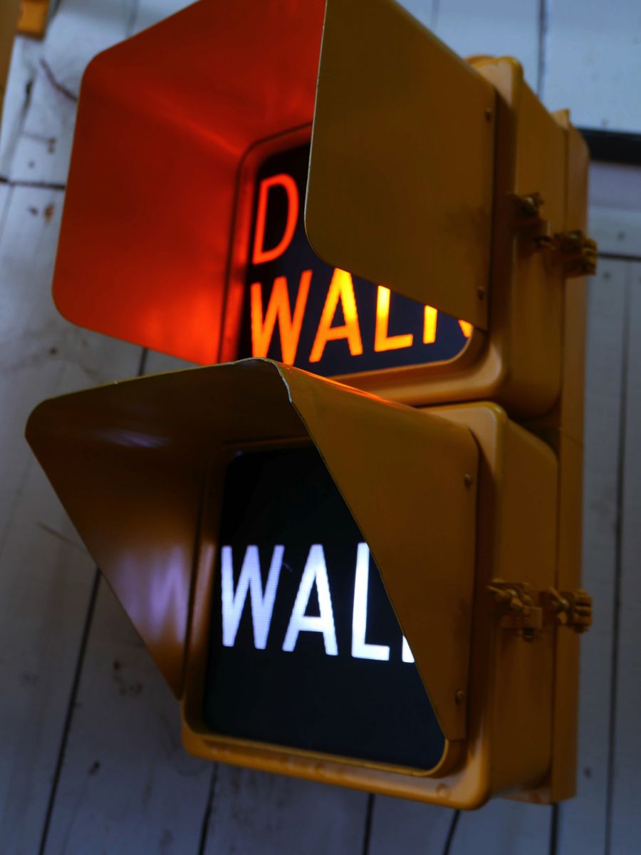 New York feu dont walk americain vintage USA jaune d'origine – Image 10