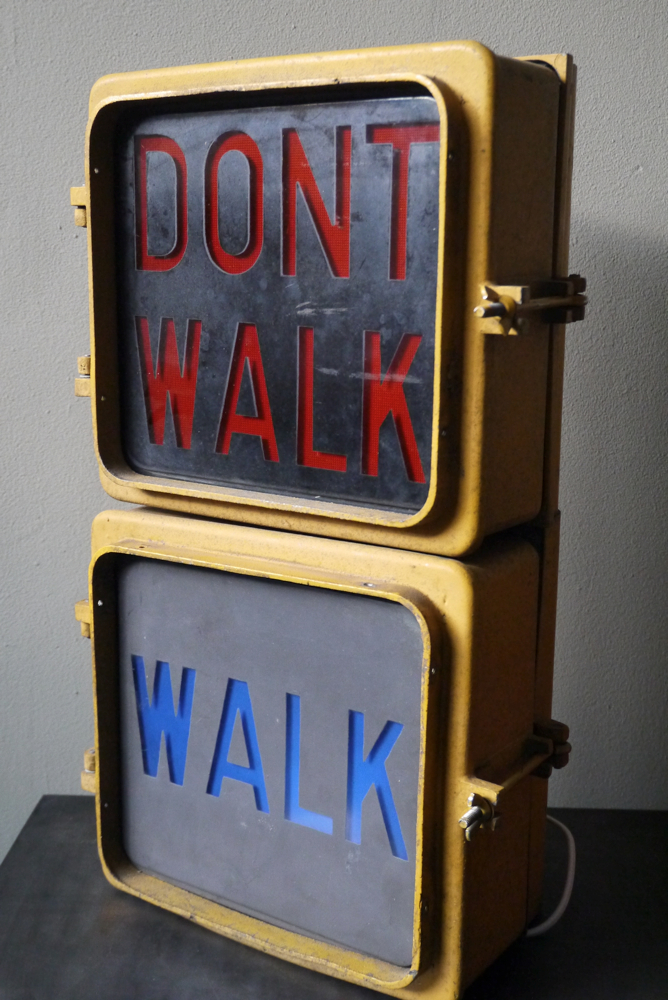 New York feu dont walk americain vintage USA jaune d'origine – Image 3