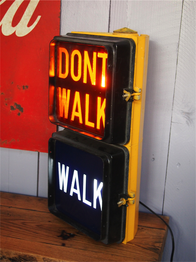 New York feu dont walk americain vintage USA jaune d'origine – Image 10