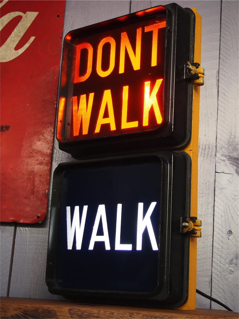 New York feu dont walk americain vintage USA jaune d'origine – Image 2