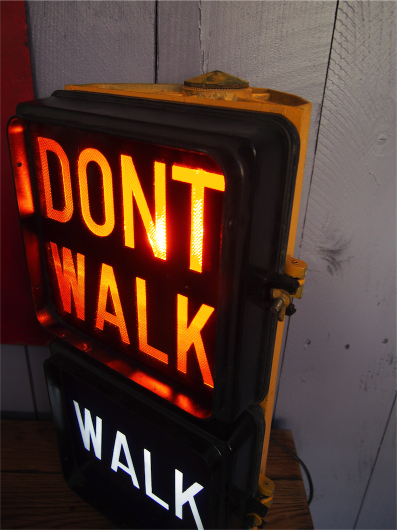 New York feu dont walk americain vintage USA jaune d'origine – Image 4