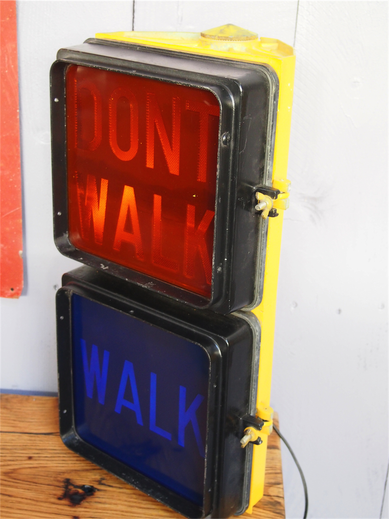 New York feu dont walk americain vintage USA jaune d'origine – Image 3