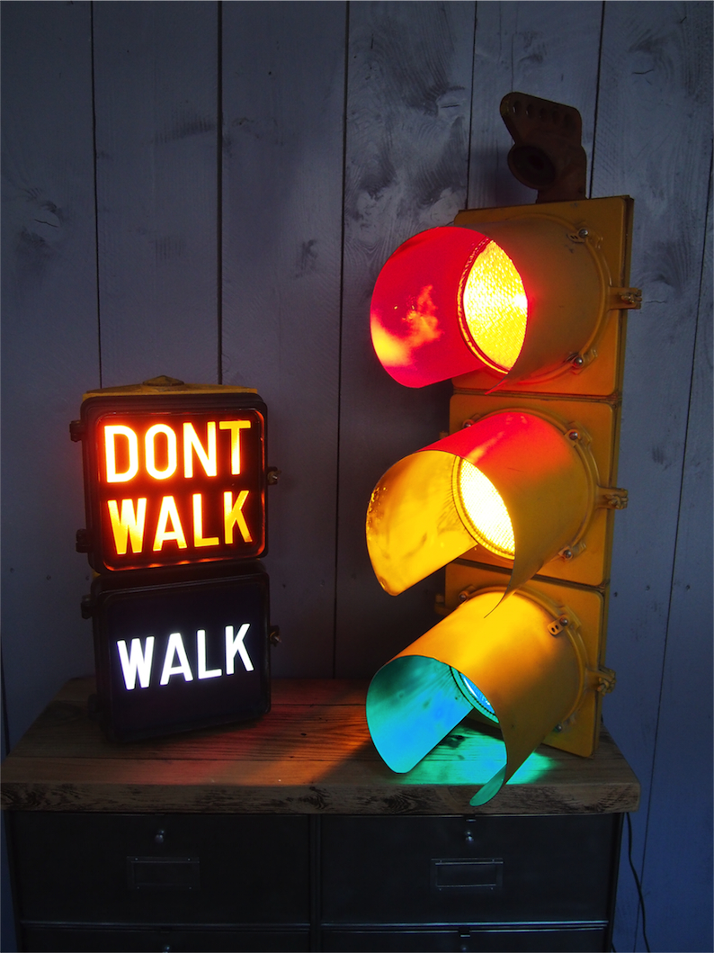 New York feu dont walk americain vintage USA jaune d'origine – Image 5