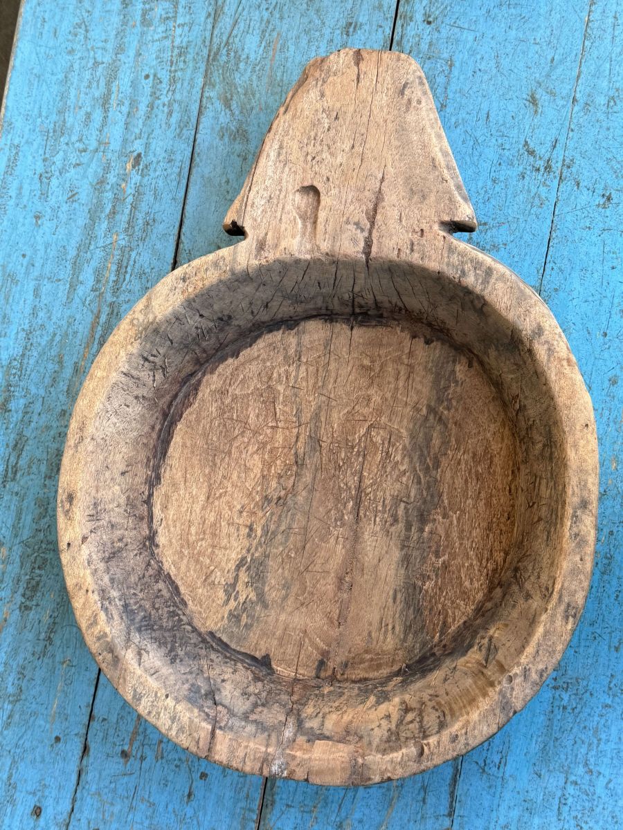 large platter, antique Parat, wooden top - Image 4