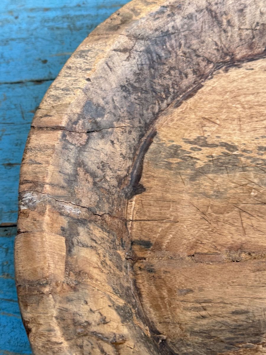 large platter, antique Parat, wooden top - Image 5