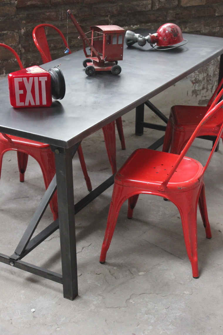 Table ou bureau metal industriel des annees 50 militaire – Image 3