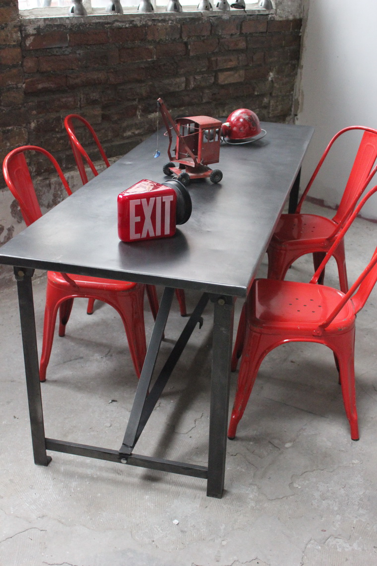 Table ou bureau metal industriel des annees 50 militaire – Image 8