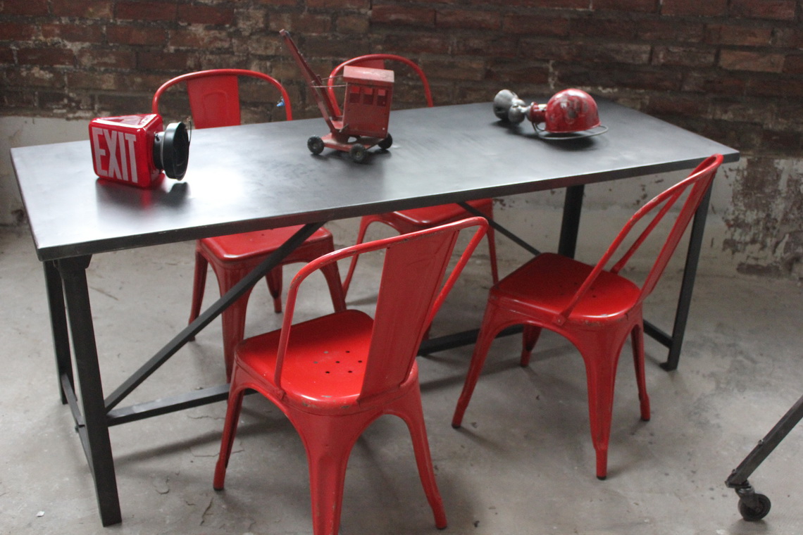 Table ou bureau metal industriel des annees 50 militaire – Image 13