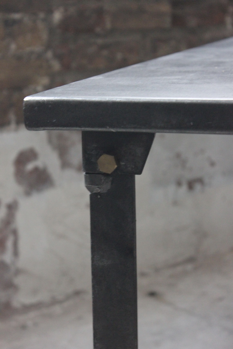 Table ou bureau metal industriel des annees 50 militaire – Image 11