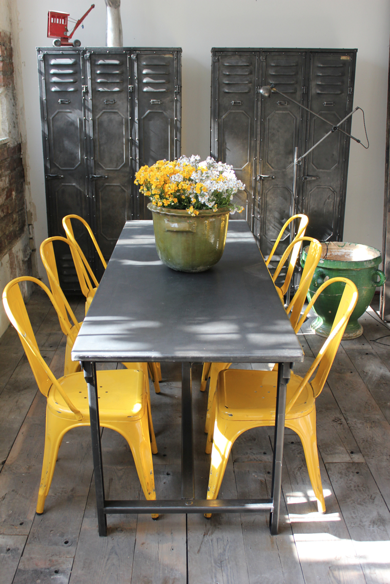 Table ou bureau metal industriel des annees 50 militaire finition metal – Image 5