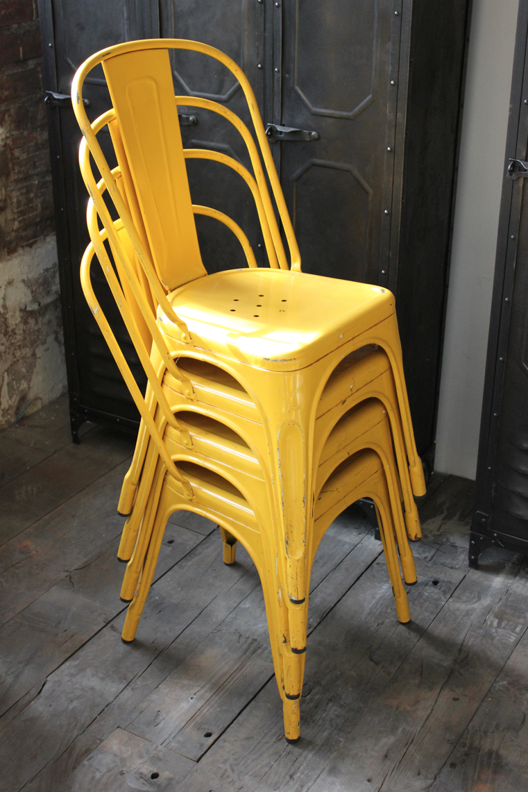 4 ancienne Chaise TOLIX Xavier Pauchard jaune des annees 50 tarif pour les 4 chaises – Image 9