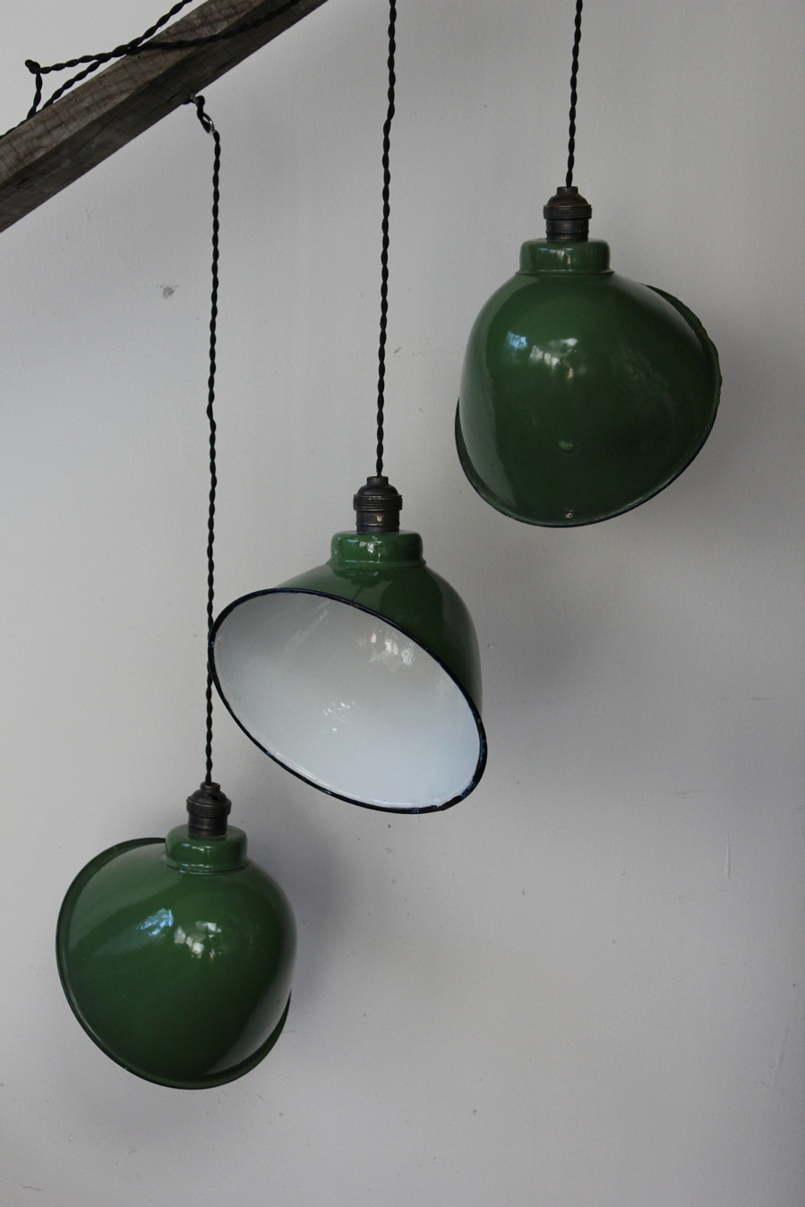 abat jour emaillee lampe industrielle vert bouteille – Image 2