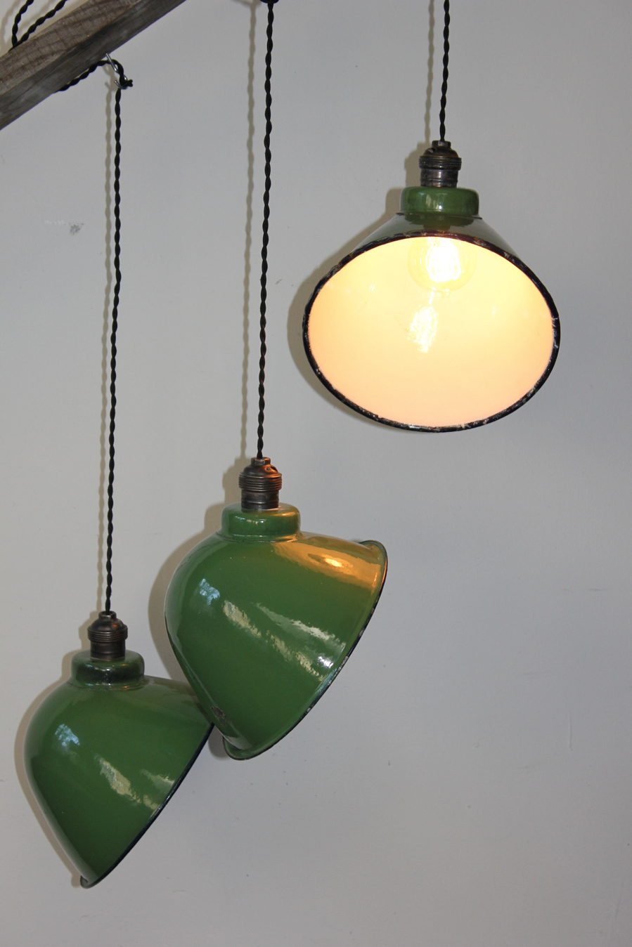 abat jour emaillee lampe industrielle vert bouteille – Image 8