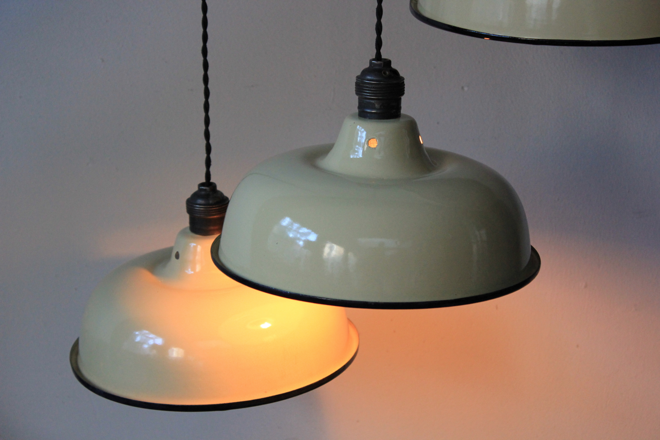 abat jour emaillee lampe industrielle blanc cassé – Image 8