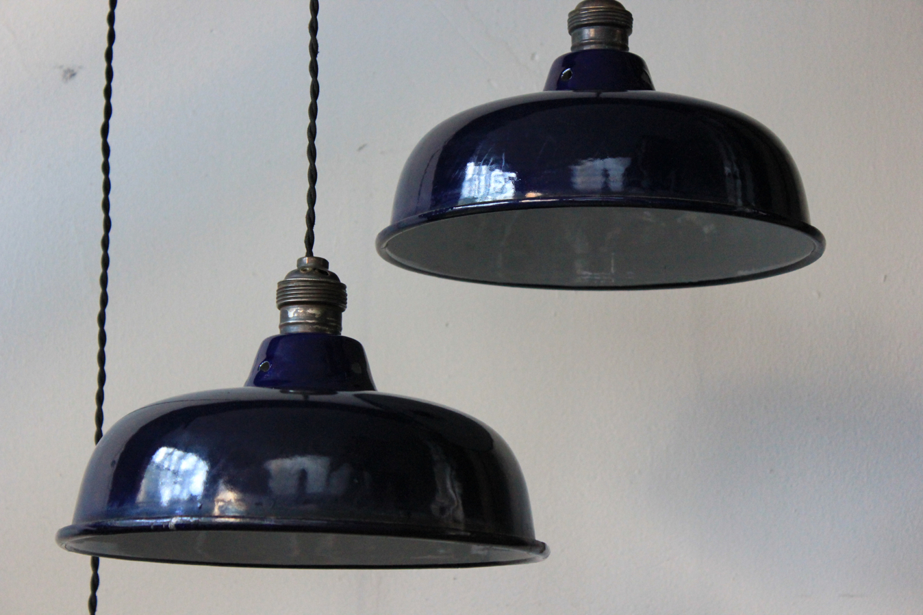 abat jour emaillee lampe industrielle bleu nuit – Image 7