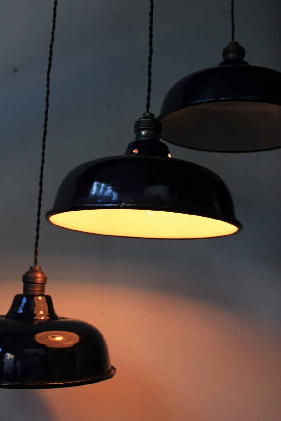 abat jour emaillee lampe industrielle bleu nuit – Image 8