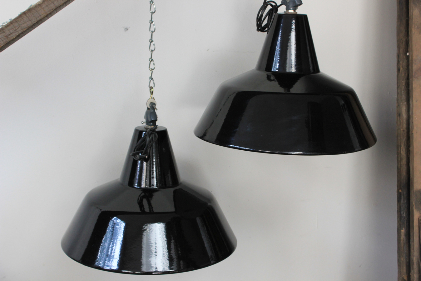 suspension abat jour emaillee noir lampe industrielle bauhaus – Image 3