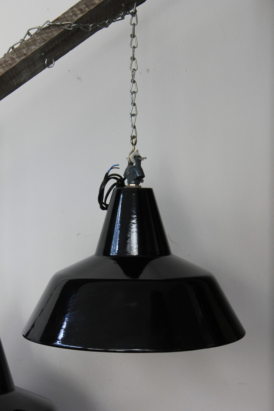 suspension abat jour emaillee noir lampe industrielle bauhaus – Image 12