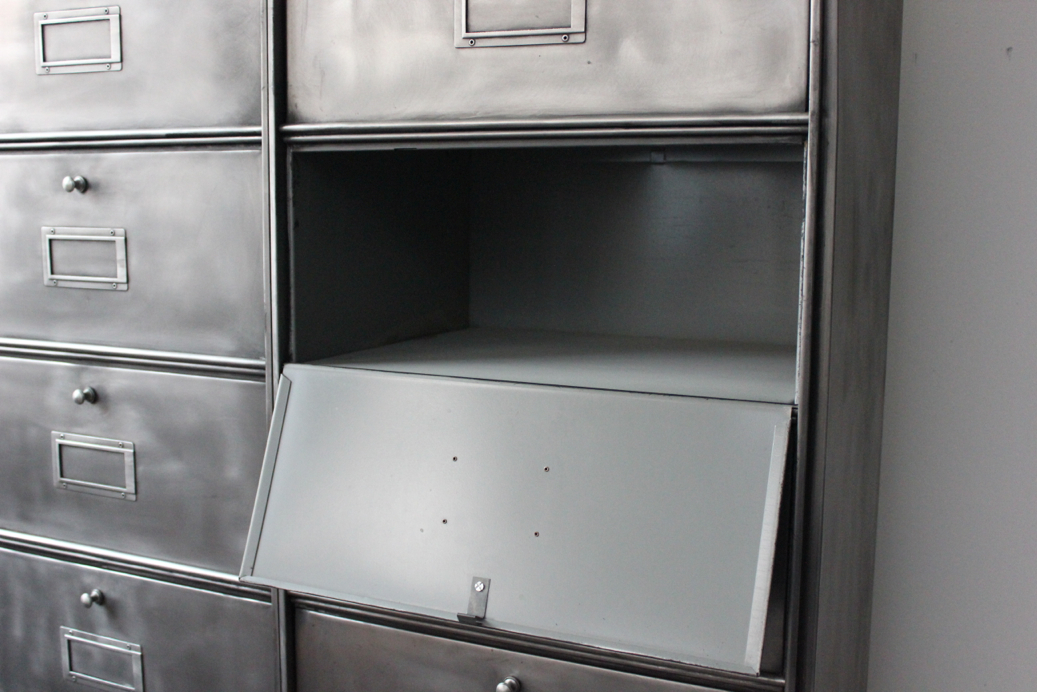 ancien grand meuble 20 casiers industriel a clapet Roneo 50/60 – Image 8