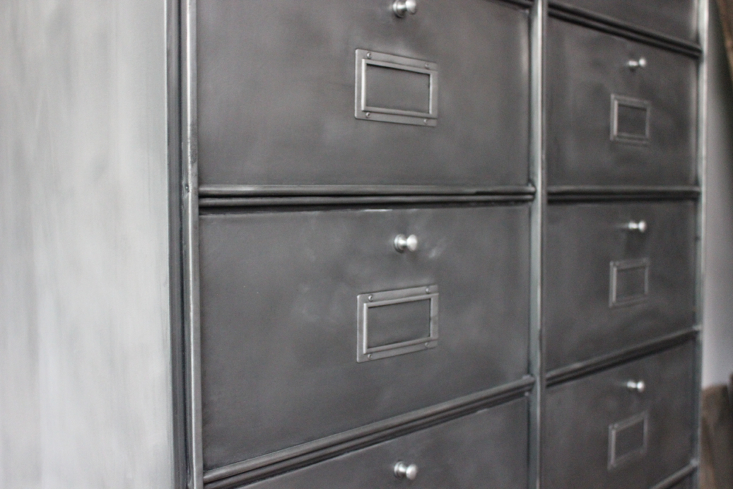 ancien grand meuble 20 casiers industriel a clapet Roneo 50/60 – Image 15