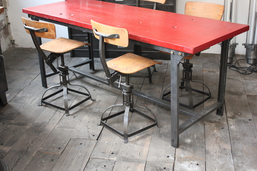 chaise atelier industrielle Bienaise metal et bois – Image 15