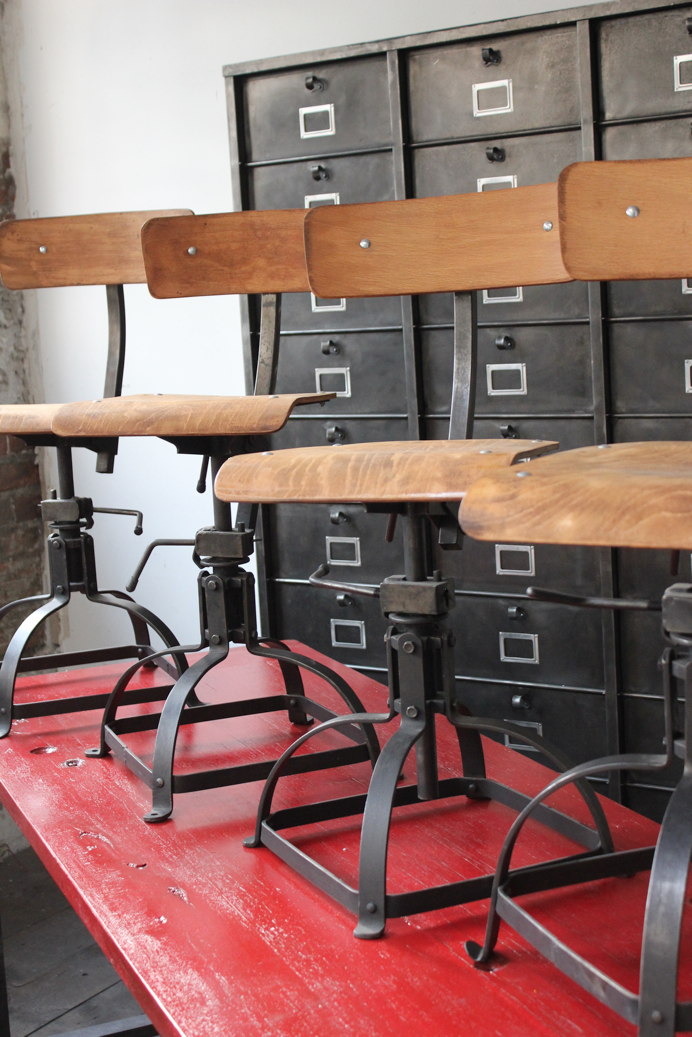 chaise atelier industrielle Bienaise metal et bois – Image 11