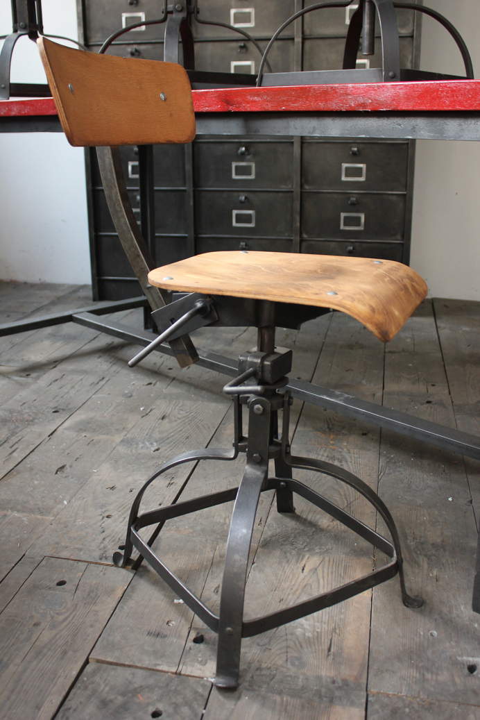 chaise atelier industrielle Bienaise metal et bois – Image 14