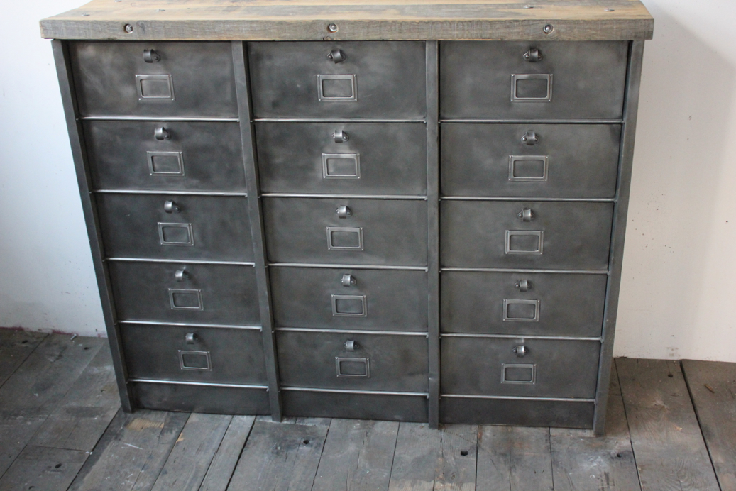 ancien meuble console 15 casiers industriel a clapet strafor 1950 – Image 3
