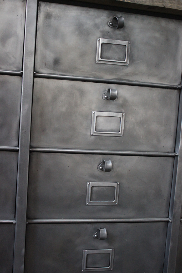 ancien meuble console 15 casiers industriel a clapet strafor 1950 – Image 10
