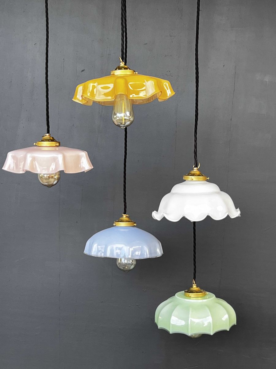 1 abat jour suspention so chic opaline lampe vintage – Image 14