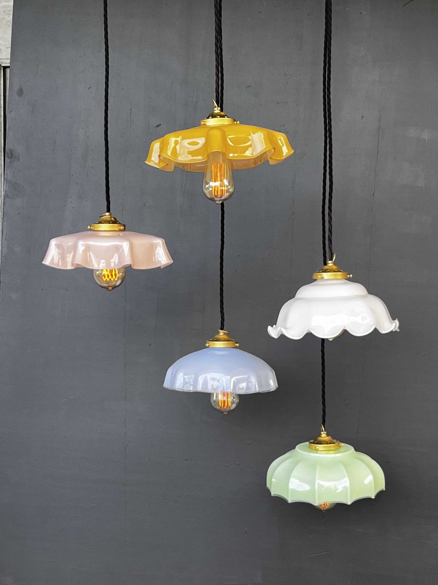 1 abat jour suspention so chic opaline lampe vintage – Image 2