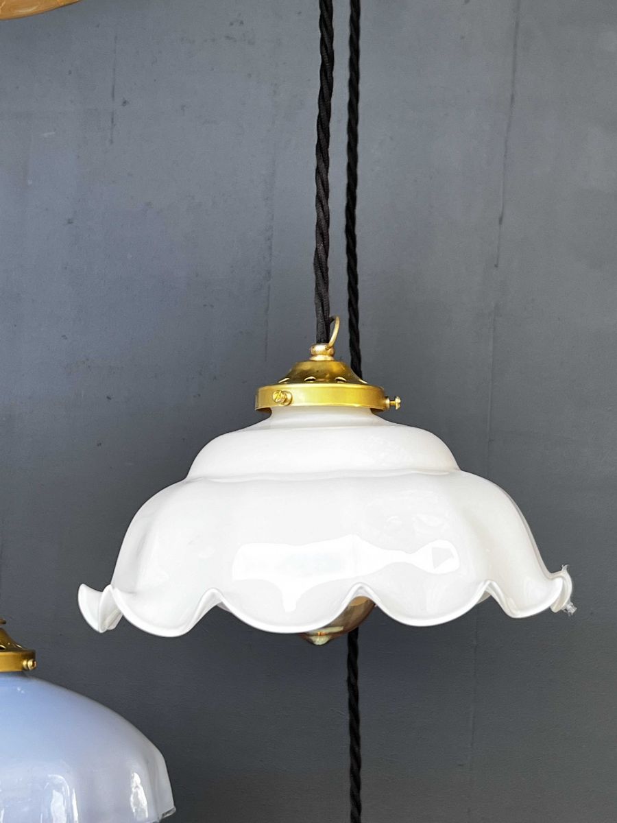 1 abat jour suspention so chic opaline lampe vintage – Image 6