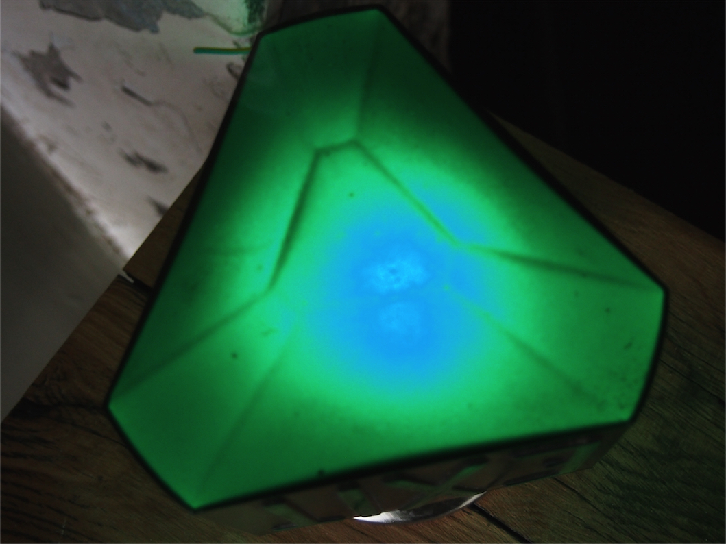 rare Lampe verte exit USA 3 faces socle metal – Image 6