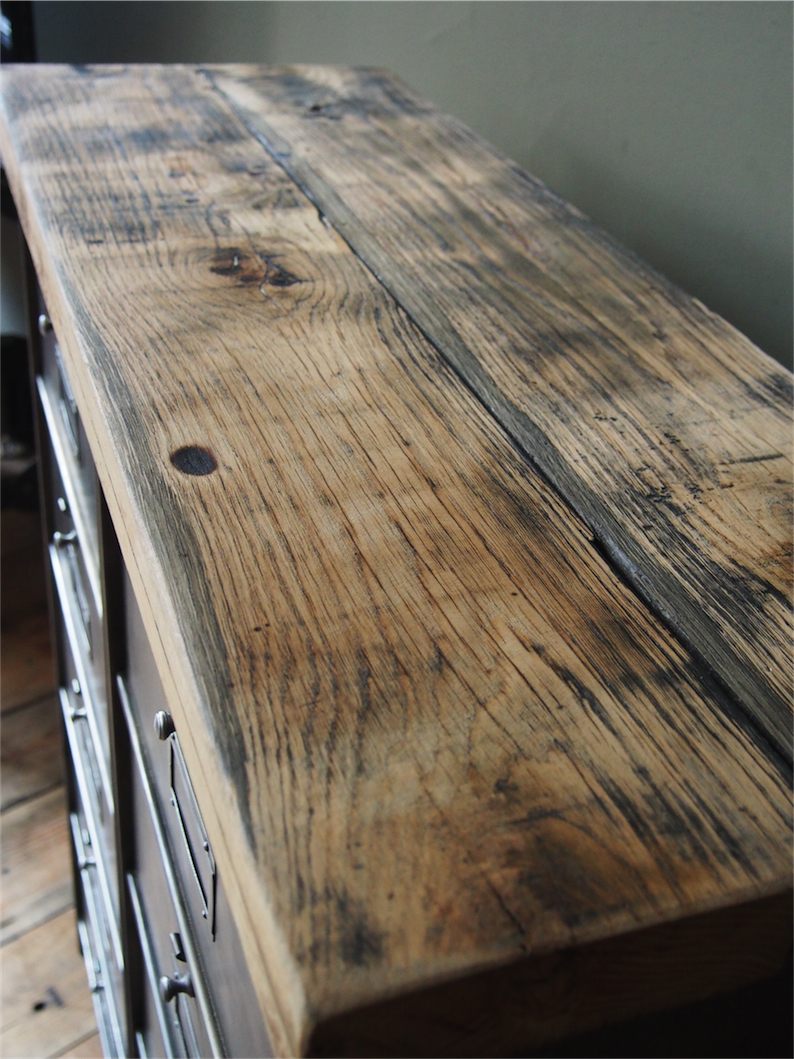 ancien meuble console 10 casiers industriel a clapet roneo 1950 plateau chene massif – Image 11