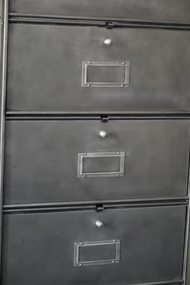 ancien grand meuble 10 casiers industriel a clapet Roneo 50/60 – Image 12