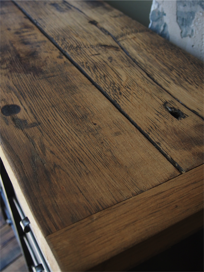 ancien grand meuble 15 casiers industriel strafor plateauchene massif – Image 6