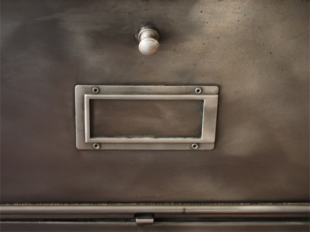 ancien meuble console 10 casiers industriel a clapet roneo 1950 plateau chene massif – Image 9