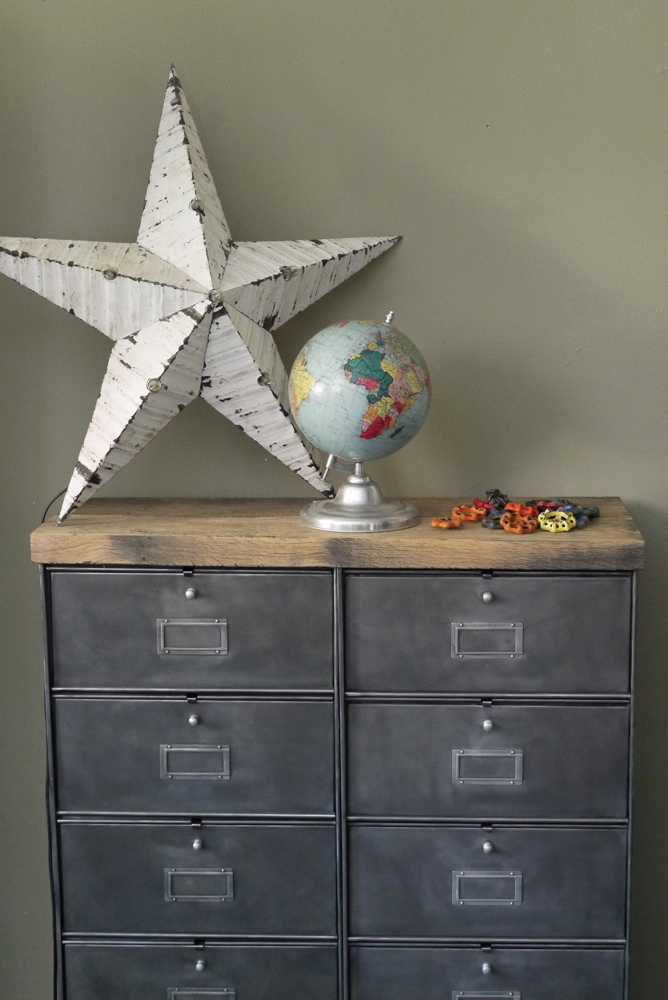 ancien meuble console 10 casiers industriel a clapet roneo 1950 plateau chene massif – Image 3