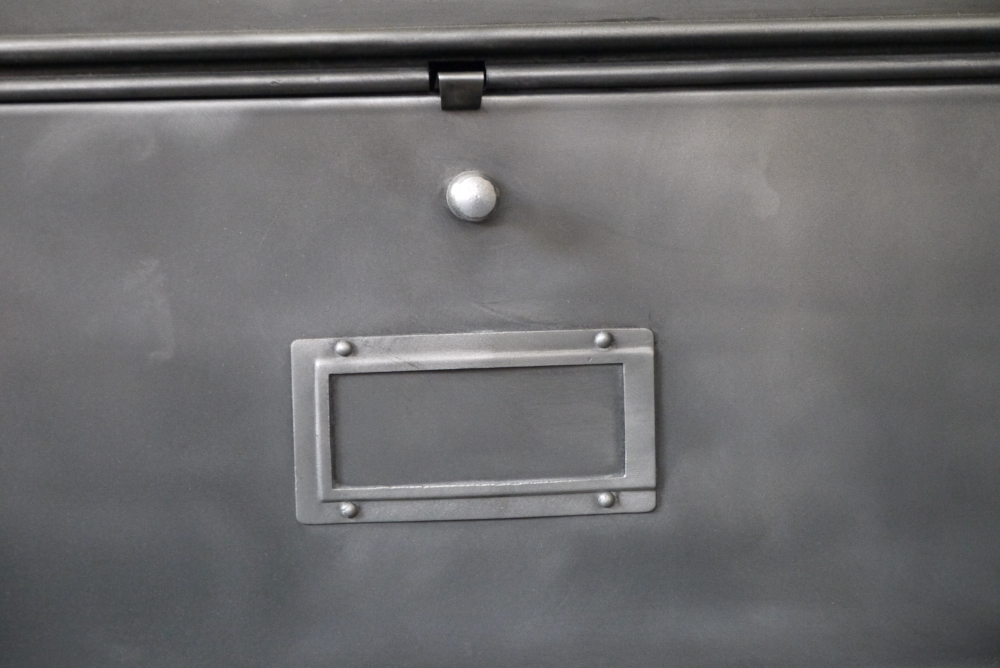 ancien meuble console 10 casiers industriel a clapet roneo 1950 plateau chene massif – Image 6