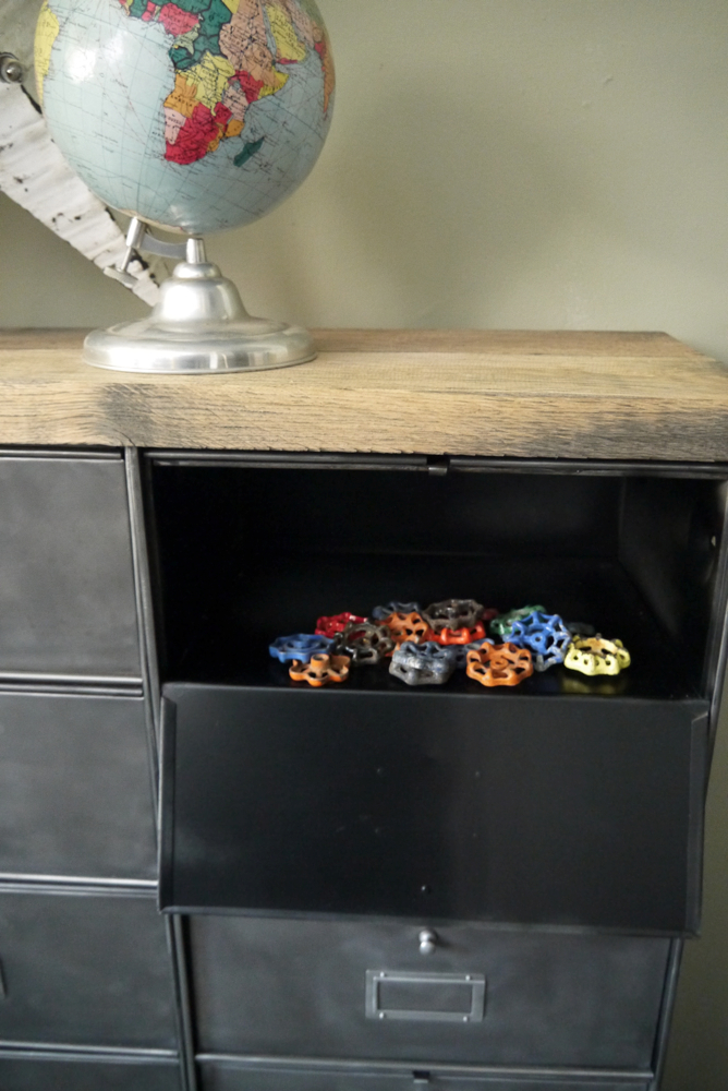 ancien meuble console 10 casiers industriel a clapet roneo 1950 plateau chene massif – Image 9