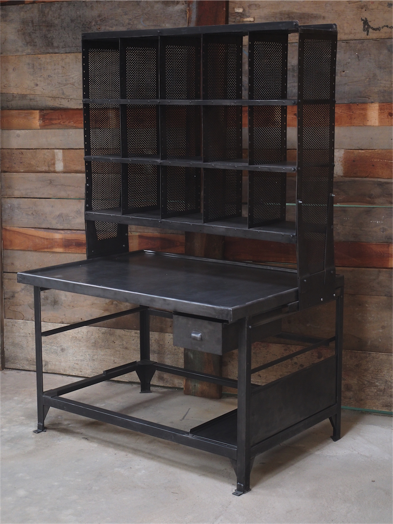 Meuble metier grand bureau tri postal industriel atelier loft – Image 6