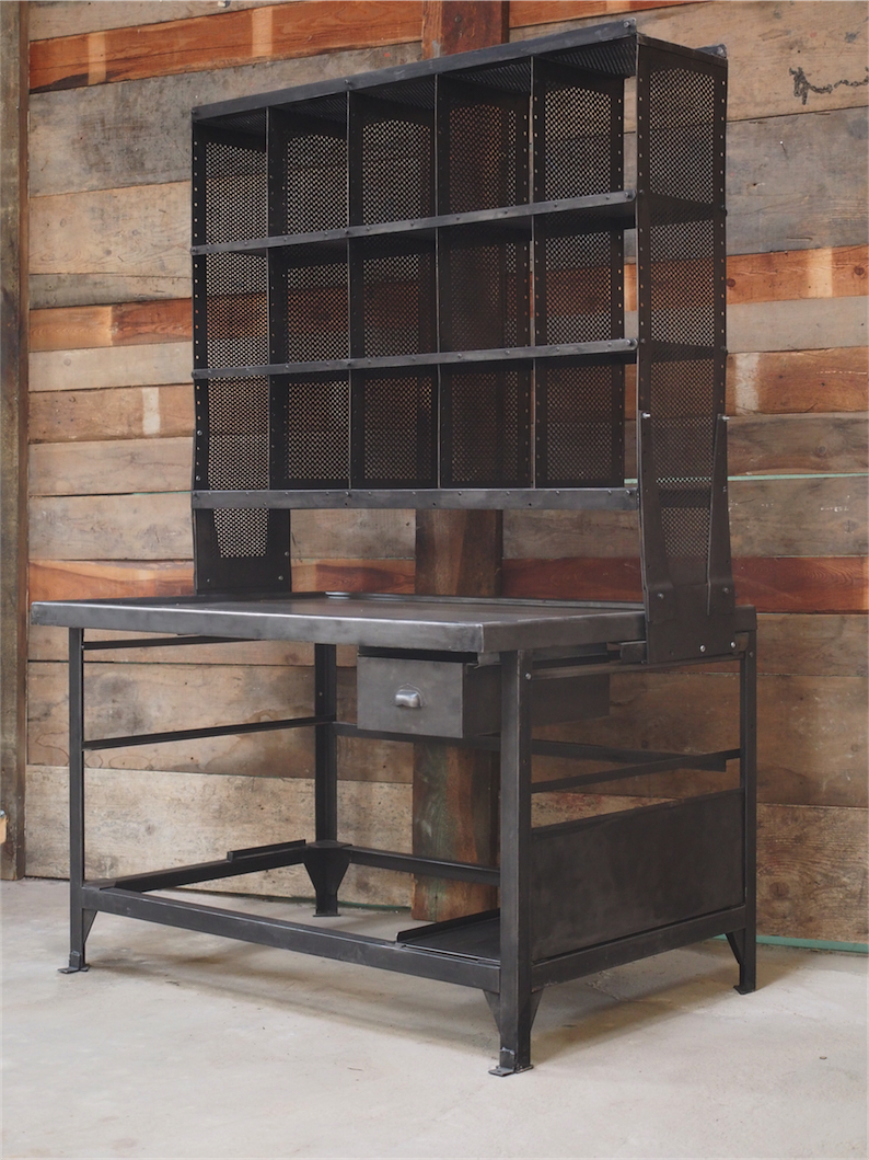 Meuble metier grand bureau tri postal industriel atelier loft – Image 3