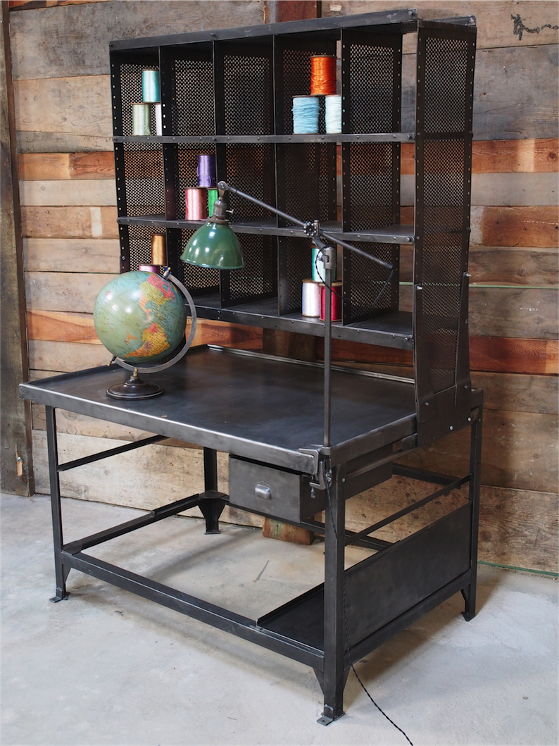 Meuble metier grand bureau tri postal industriel atelier loft – Image 2