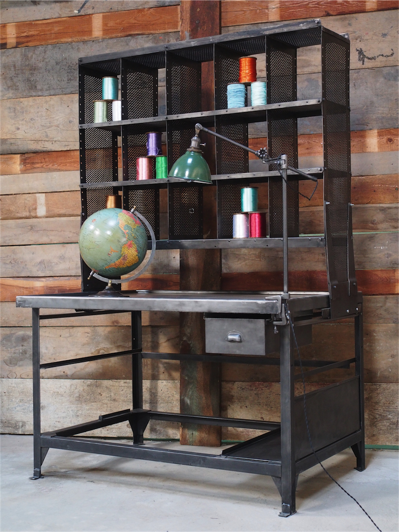 Meuble metier grand bureau tri postal industriel atelier loft – Image 4