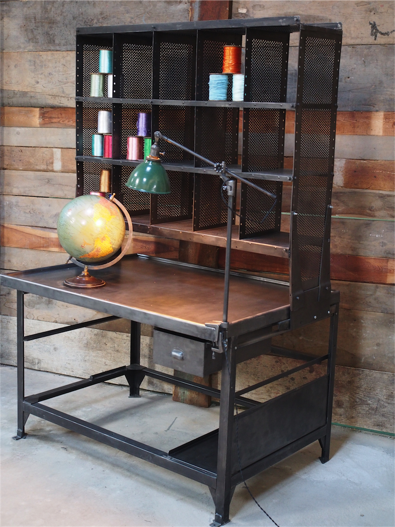 Meuble metier grand bureau tri postal industriel atelier loft – Image 17