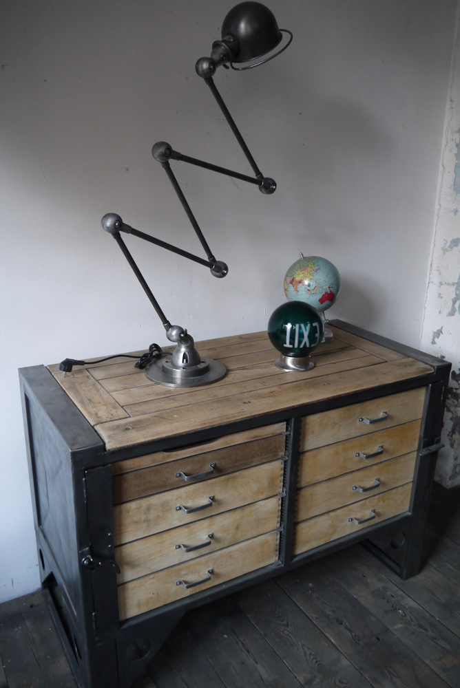 Grand etabli industriel bureau metal et bois – Image 3
