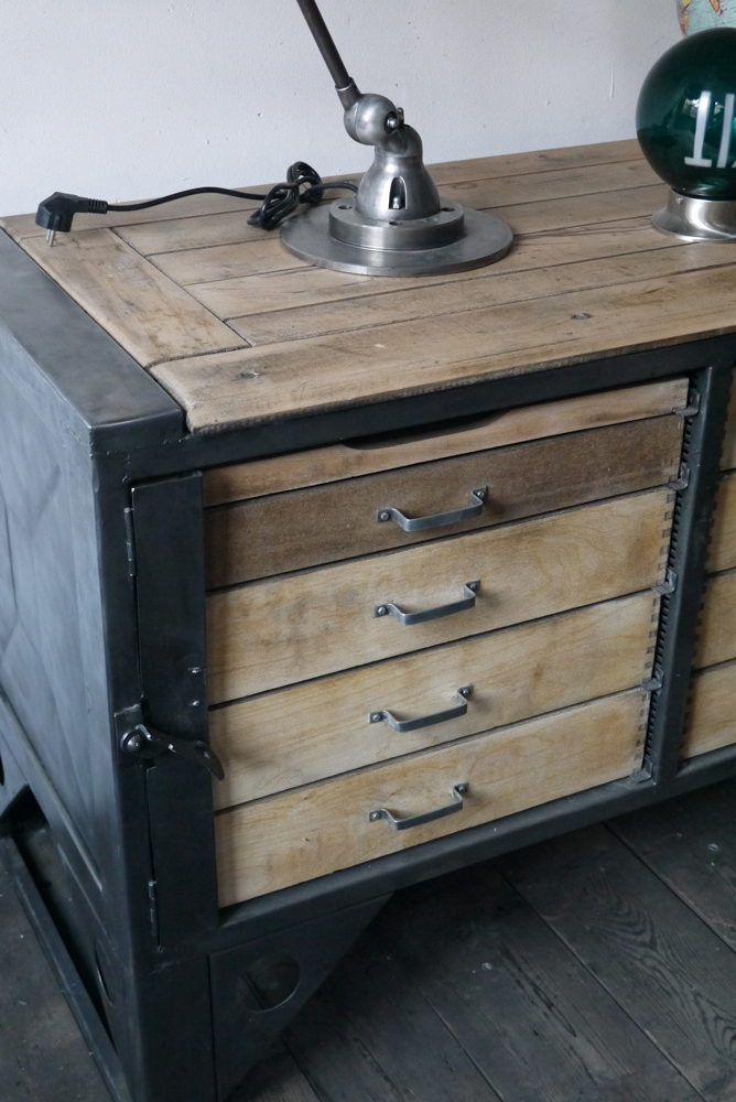 Grand etabli industriel bureau metal et bois – Image 4