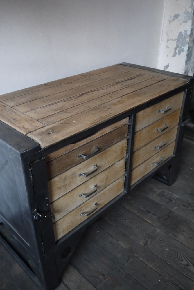 Grand etabli industriel bureau metal et bois – Image 6