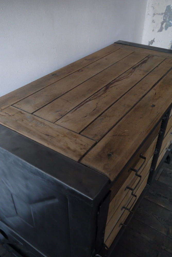 Grand etabli industriel bureau metal et bois – Image 7