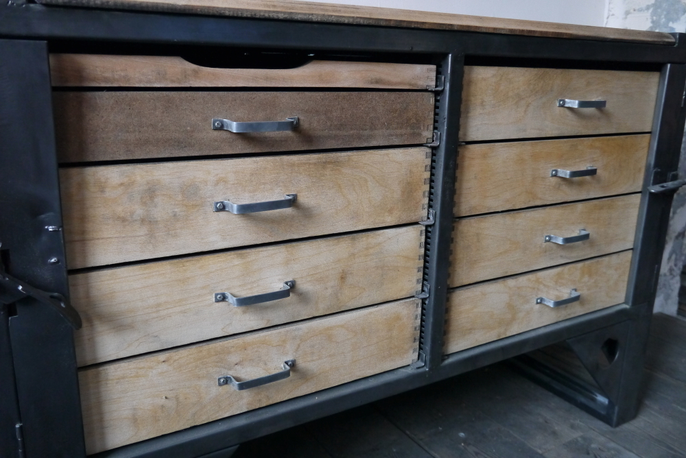 Grand etabli industriel bureau metal et bois – Image 8